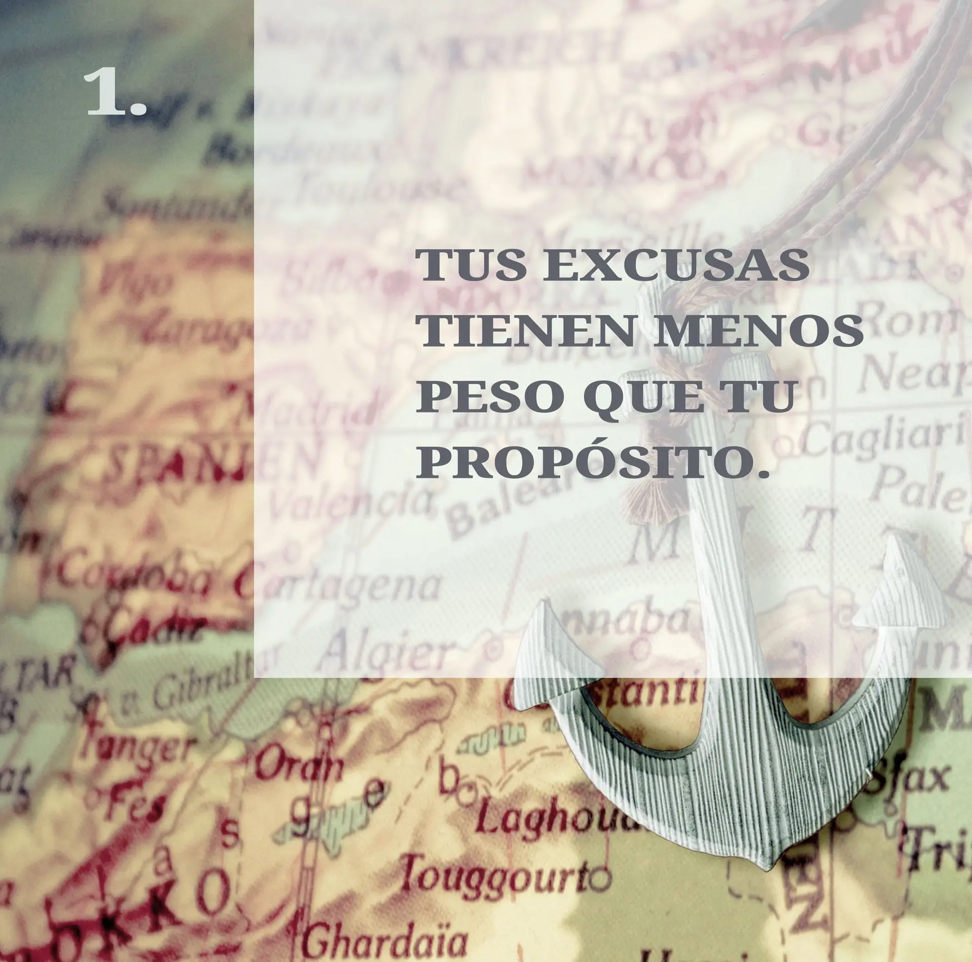 Detalle ancla y frase motivadora en diseño Sailing Stories