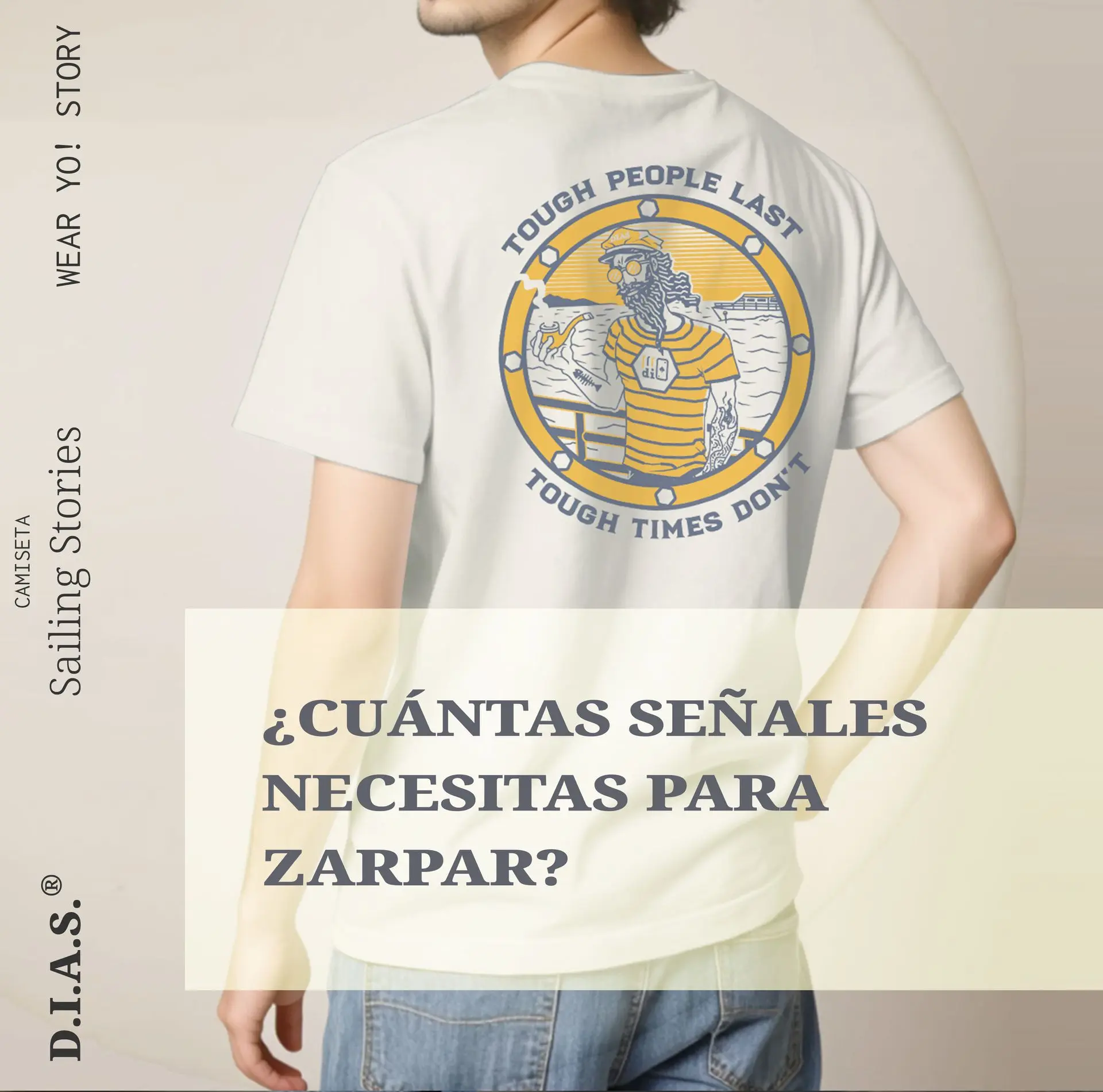Camiseta beige con ilustración marinera de DIAS